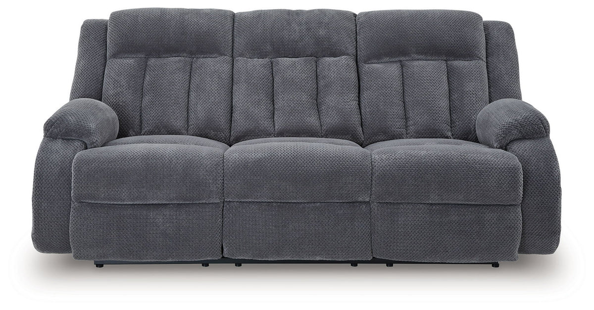 Observation - Reclining Power Sofa With Drop Down Table - Steel