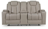Elevate Edges - Glide Reclining Loveseat With Console - Coin