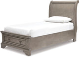 Belton Light Gray Youth Storage Sleigh Bed