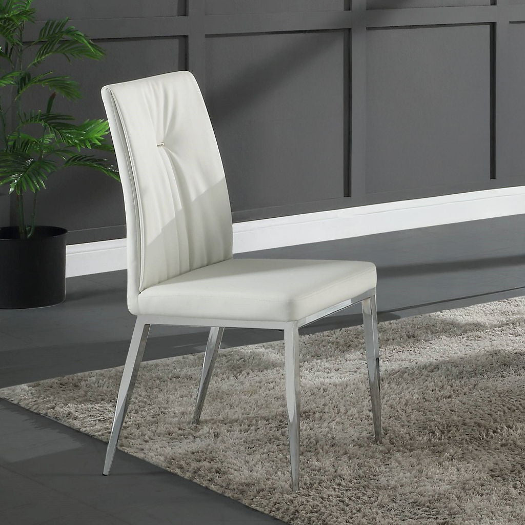 Kamaile - Side Chair (Set of 2) - Beige Synthetic Leather & Chrome