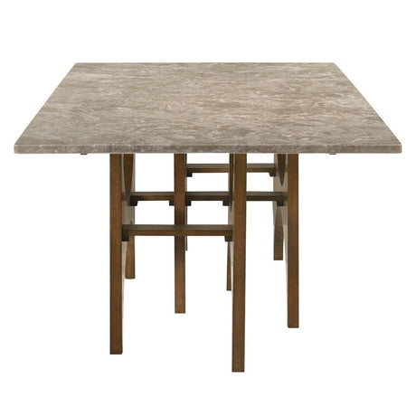 Oleia - Dining Table With Engineered Marble - Natural Marble & Walnut