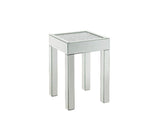 Noralie - 16" Square End Table With Glass Top - Mirrored & Faux Diamonds