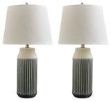 Afener - Ceramic Table Lamp (Set of 2) - Blue / Beige