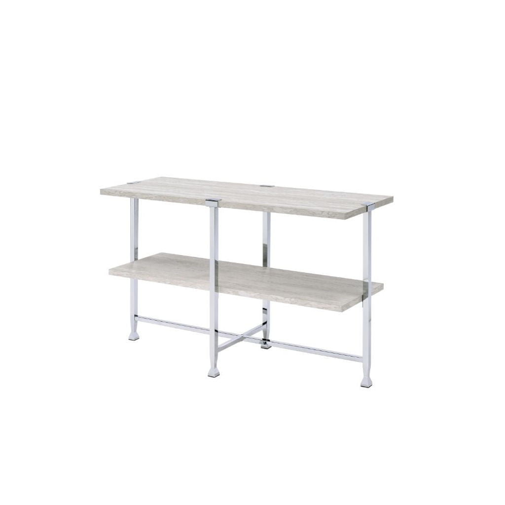 Brecon - Sofa Table - White Oak & Chrome