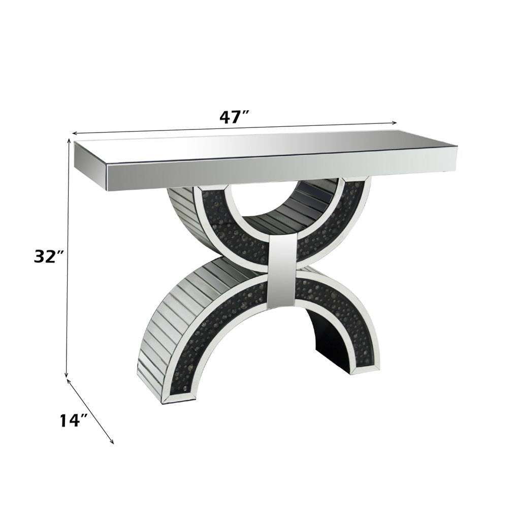 Nysa - Console Table With Faux Crystals - Mirrored