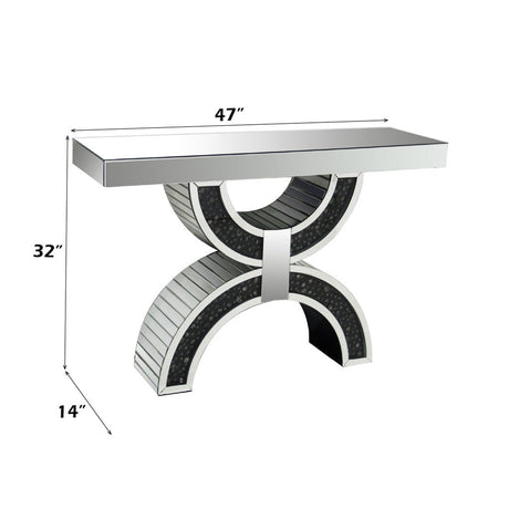 Nysa - Console Table With Faux Crystals - Mirrored