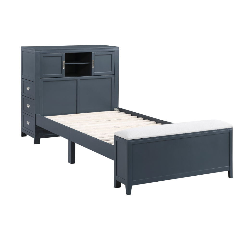 Sloane - Bookcase Bed With Hidden Desk, Stool And Storage Bench