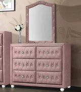 KELLIE Pink Velvet 40" Wide Dresser & Mirror