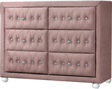 KELLIE Pink Velvet 40" Wide Dresser & Mirror