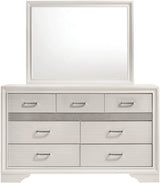 FELIZA White 63" Wide Dresser & Mirror with Hidden Drawers