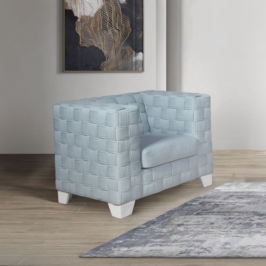 Saree - Chair - Light Teal Chenille & White
