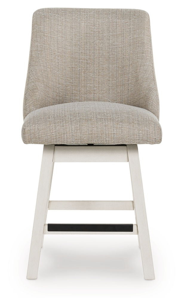 Robbinsdale - Upholstered Swivel Curved Back Barstool (Set of 2) - Antique White