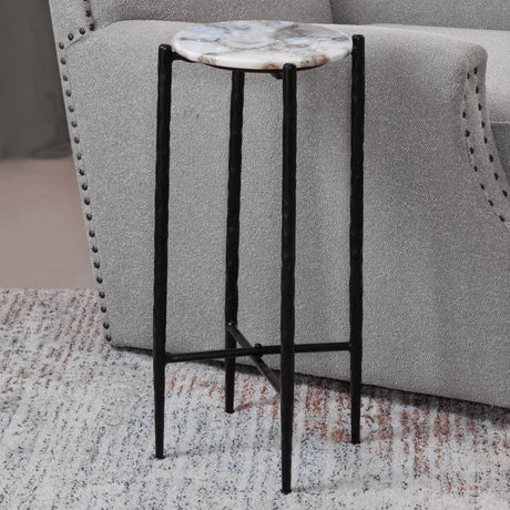 Octavio - Agate Top Chairside Table - White