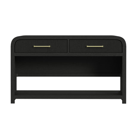 Ridgemont - Sofa Table With Bottom Shelf - Black With Grain