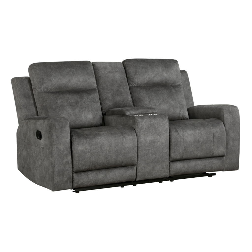 Muncie - Double Reclining Loveseat With Center Console - Brownish Gray