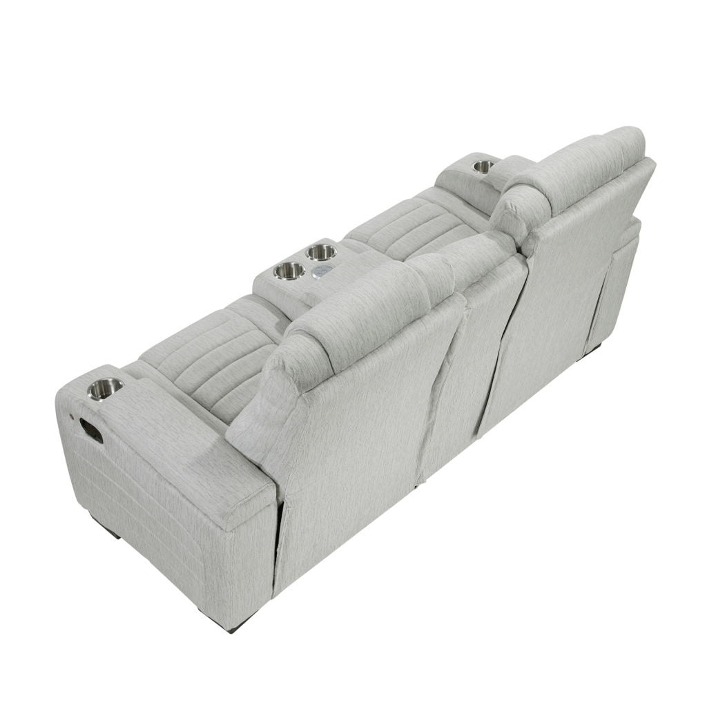 Ronan - Double Reclining Loveseat With Center Console, Wireless Speakers, Storage Arms, Cup Holders And Led - Gray