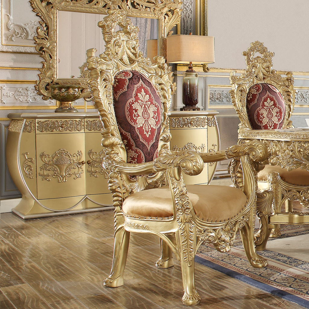 Bernadette - Arm Chair (Set of 2) - Pattern Fabric & Gold