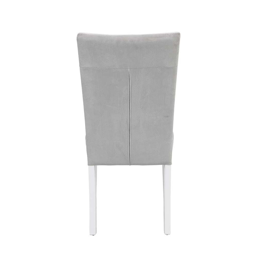 Elizaveta - Side Chair (Set of 2) - Gray Velvet &White High Gloss