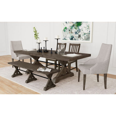 Yellowstone - Dining Bench With Metal Bar Cross - Medium Brown