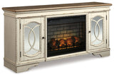 Realyn - 2 Pc. - 74" TV Stand With Electric Infrared Fireplace Insert - Chipped White