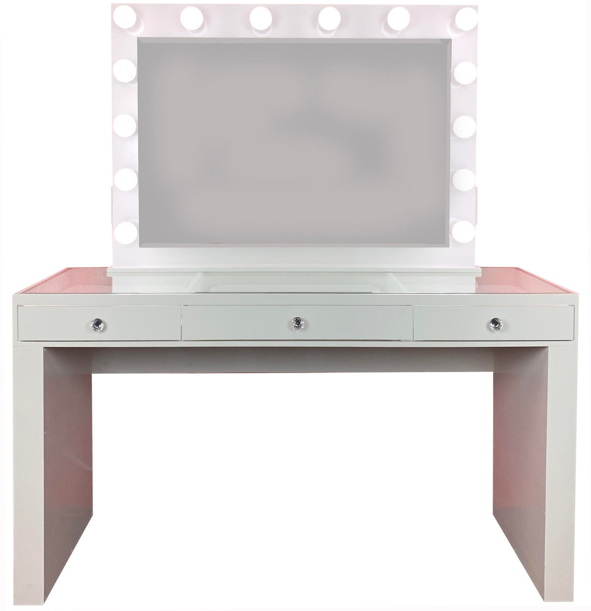 CELENE White 54" Wide LED Vanity Mirror & Desk