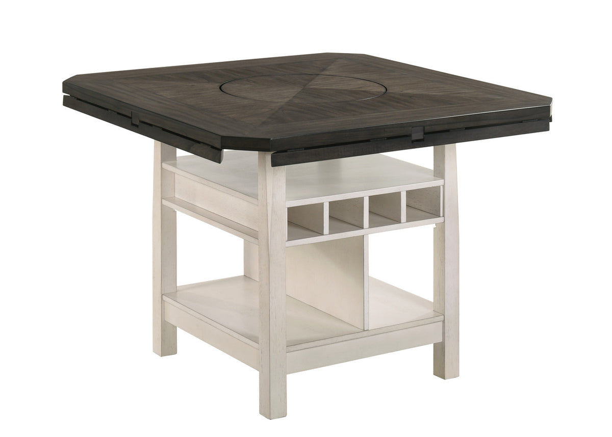 MANNA White & Gray 5 Piece Counter Height Set with Lazy-Susan