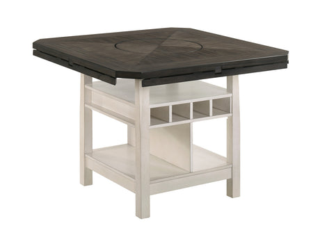 MANNA White & Gray 7 Piece Counter Height Set with Lazy-Susan