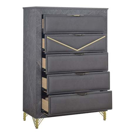 Symmetry - 5 Drawer Chest - Charcoal