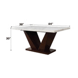 Forbes - Dining Table With Marble Top - White Marble Top & Walnut