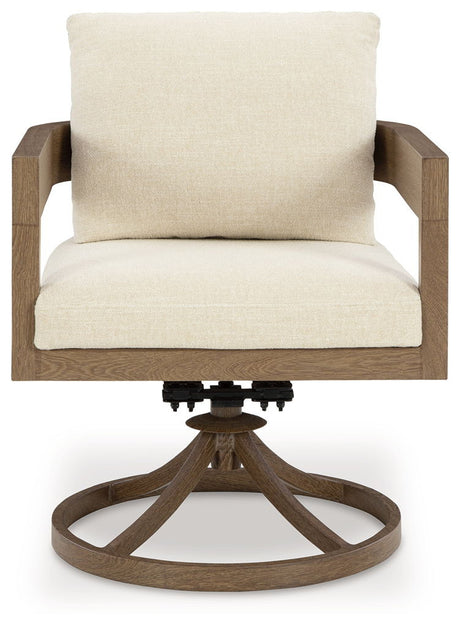 Serene Bay - Swivel Chair With Cushion (Set of 2) - Dark Brown / White