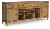 Sharlance - XL TV Stand With Fireplace Option - Light Brown