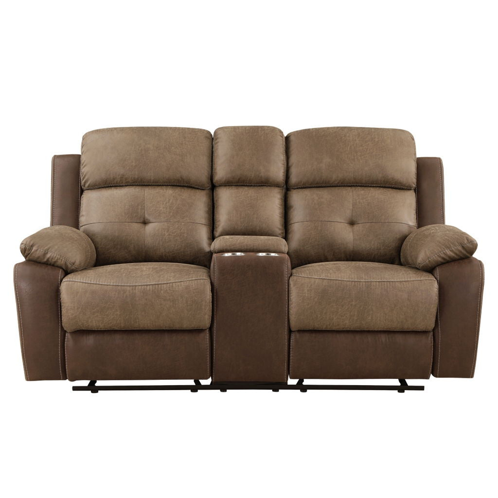 Glendale - Double Glider Reclining Loveseat With Center Console - Brown