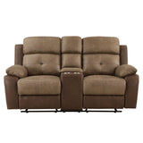Glendale - Double Glider Reclining Loveseat With Center Console - Brown