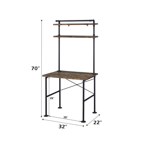 Ensata - Writing Desk - Rustic Oak & Black
