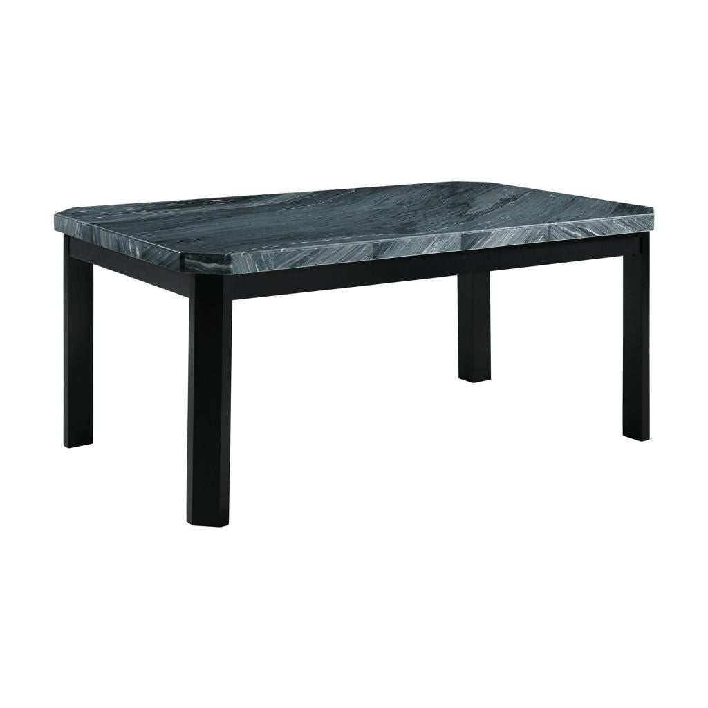 Francesca - Rectangular 5 Piece Gray PU Chairs Dining Set, Table & Four Chairs - Gray Marble