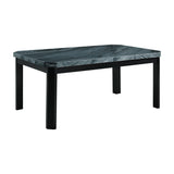 Francesca - Rectangular 5 Piece Gray PU Chairs Dining Set, Table & Four Chairs - Gray Marble