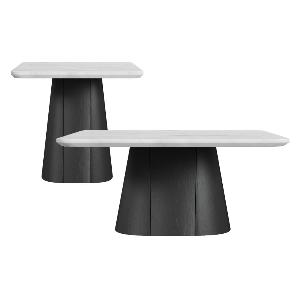 Edison - 2 Piece Occasional Table Set (Coffee Table & End Table) - White And Black