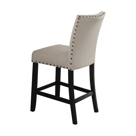 Nolan - Counter Height Chair (Set of 2) - Beige Linen & Salvage Dark Oak