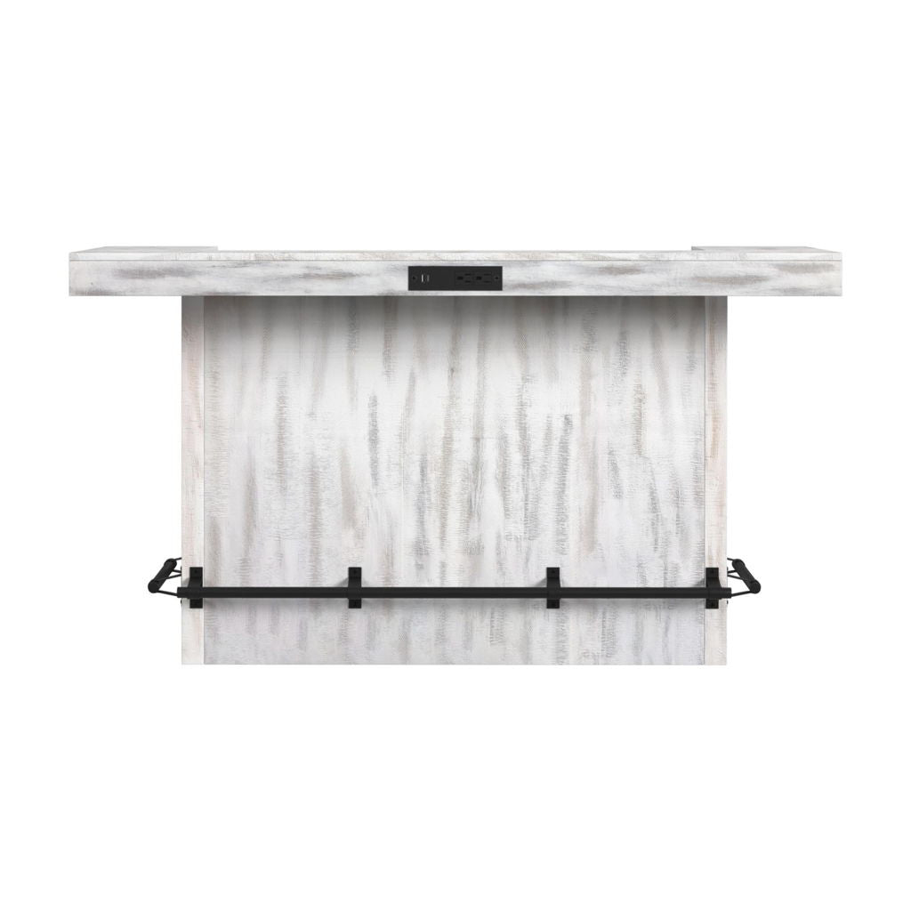 Rogen Rustic - Bar Table With Ice Tray, USB And Power - Rustic White