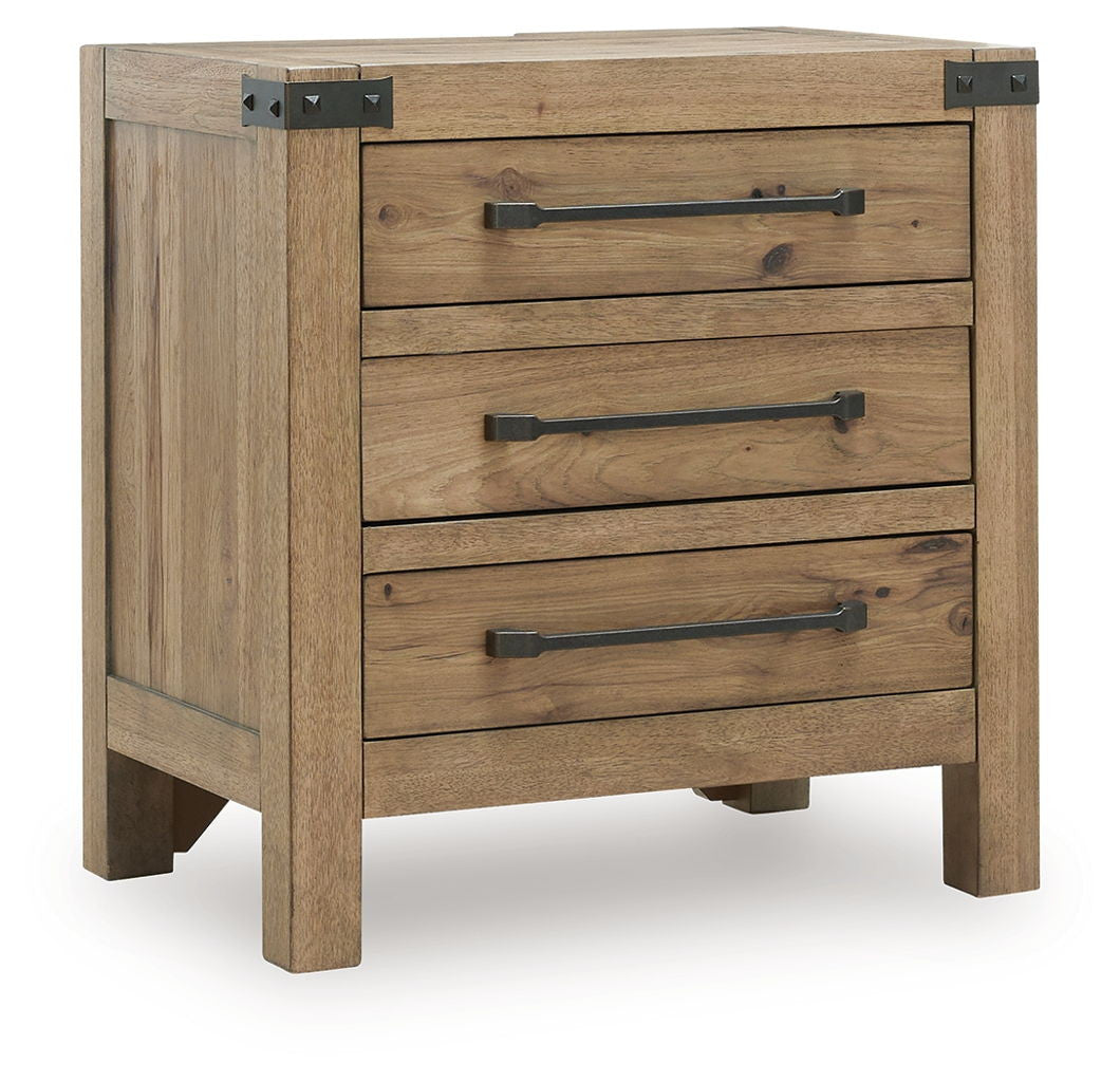 Ridgester - Three Drawer Night Stand - Light Brown