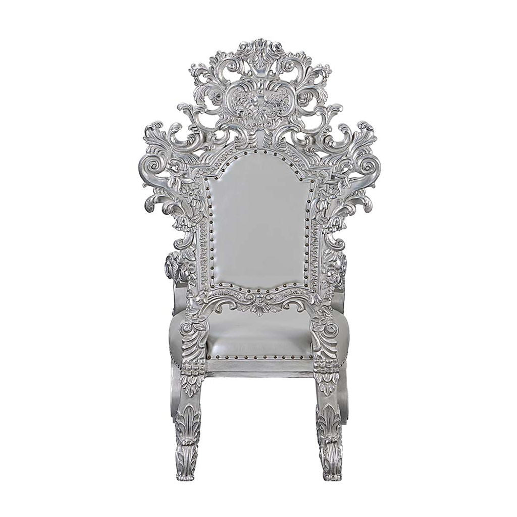 Valkyrie - Arm Chair (Set of 2) - Synthetic Leather & Antique Platinum