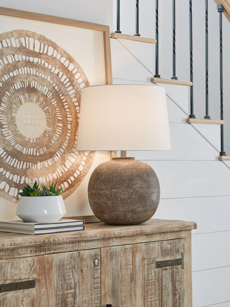 Neavesboro - Metal Table Lamp - Antique Brown / White