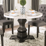 GEROLT Dark Gray 5 Piece Dining Set with 100% Real White Marble