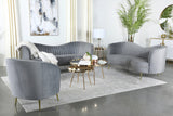 HEIMER Gray Velvet & Gold 3 Piece Living Room Set