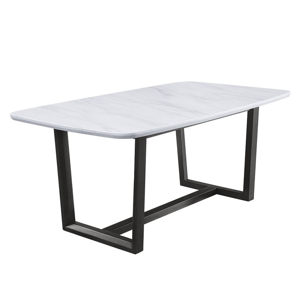 Madan - Dining Table With Marble Top - Marble Top & Weathered Gray