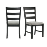 Martin - Dining Side Chair With Gray Fabric (Set of 2) - Black Finish