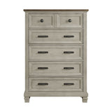 Farmington - 5 Drawer Chest - Medium Brown / Washed Stone
