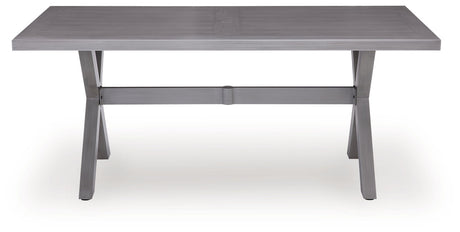 Half Moon Beach - Rectangular Dining Table With Umbrella Option - Gray