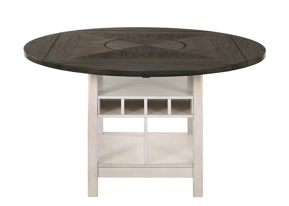MANNA White & Gray 5 Piece Counter Height Set with Lazy-Susan