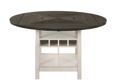 MANNA White & Gray 7 Piece Counter Height Set with Lazy-Susan